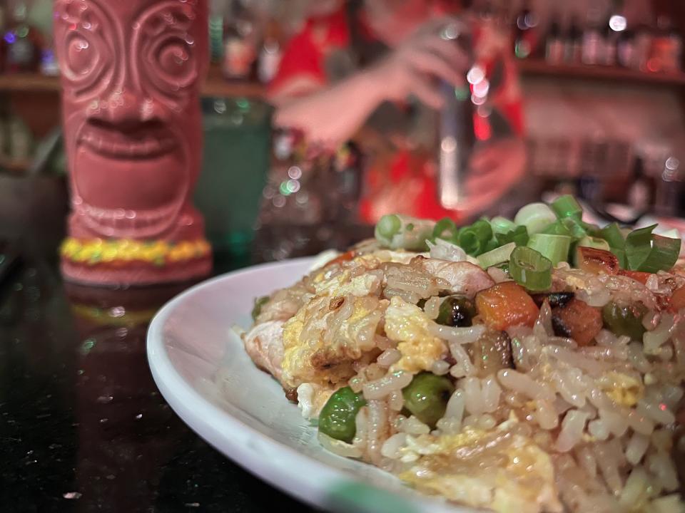 The "Golden Medal Fried Rice" with chicken at The Jet Set tiki bar and restaurant in Newburgh.