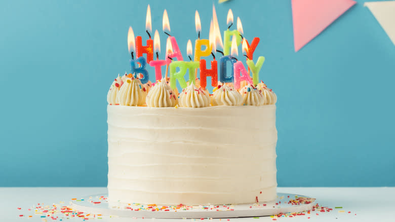 Cake with Happy Birthday candles