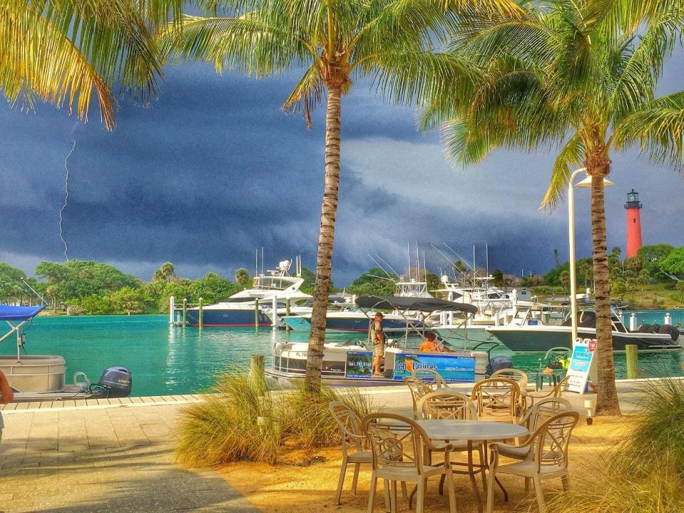Guests at U-Tiki Beach have wonderful views of the Loxahatchee River, the Jupiter Lighthouse and, occasionally, bolts of lightning.