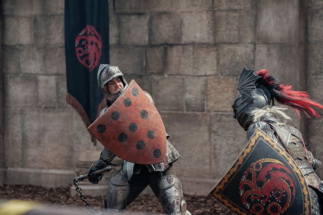 A jousting match ends in bloodshed in the first episode of House Of The Dragon (Photo: HBO)