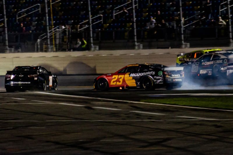 Bubba Wallace (23) will compete Sunday at Talladega Superspeedway in Talladega, Ala. File Photo by Edwin Locke/UPI