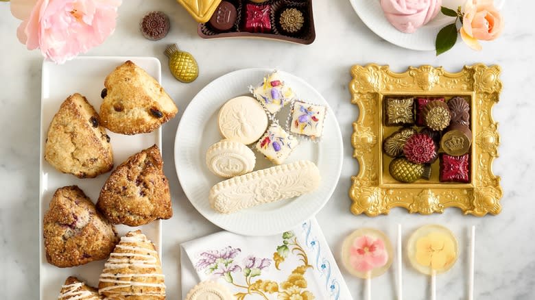 teatime cookies, scones, and chocolates