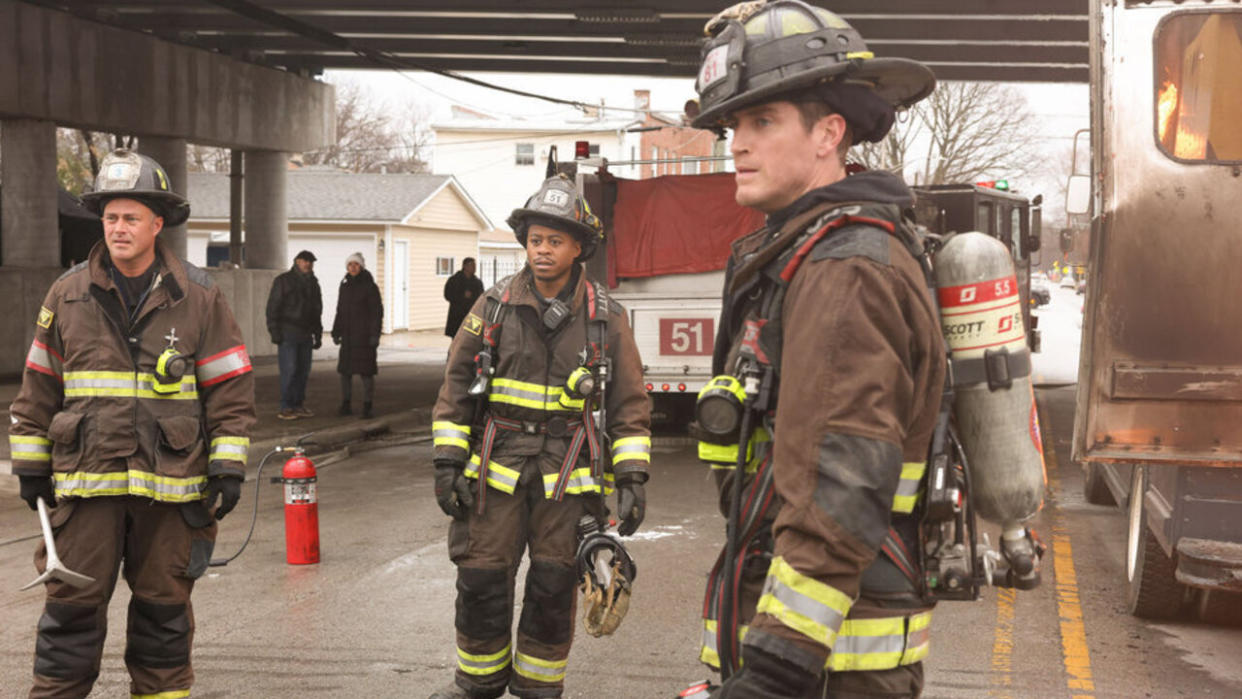  Severide, Ritter, and Carver in Chicago Fire Season 12 premiere. 
