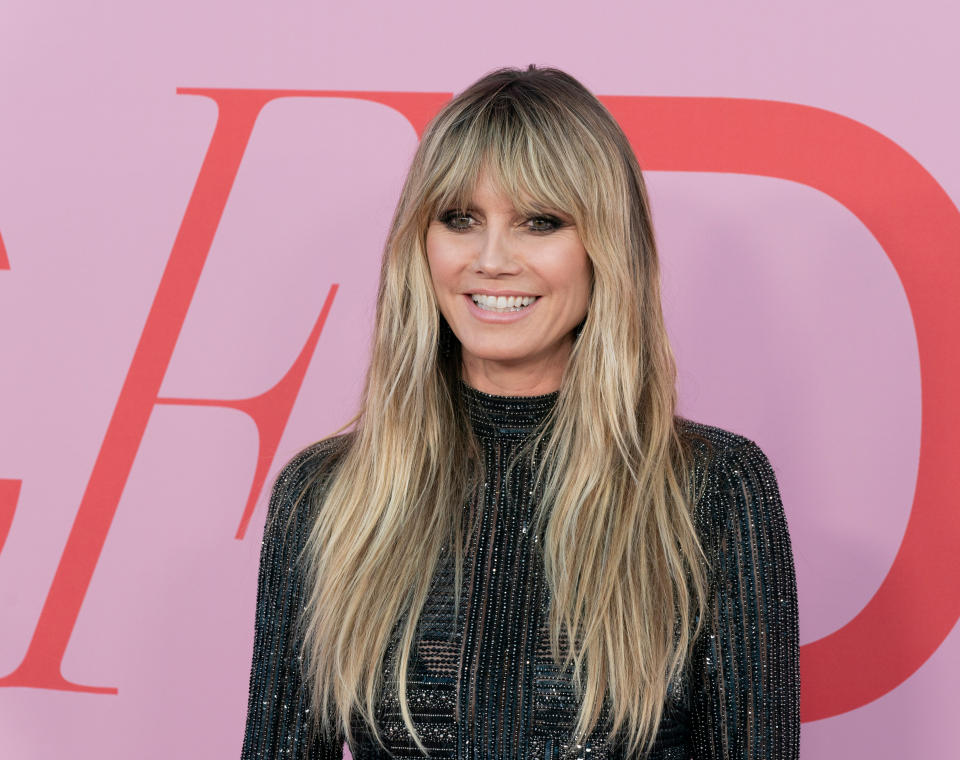 Heidi Klum wearing dress by Gilles Mendel attends 2019 CFDA Fashion Awards at Brooklyn Museum