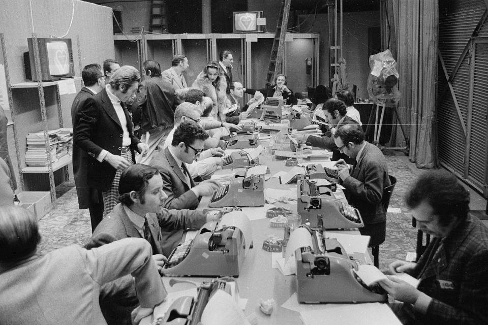 Press room at the XXI Sanremo Festival, 1971.