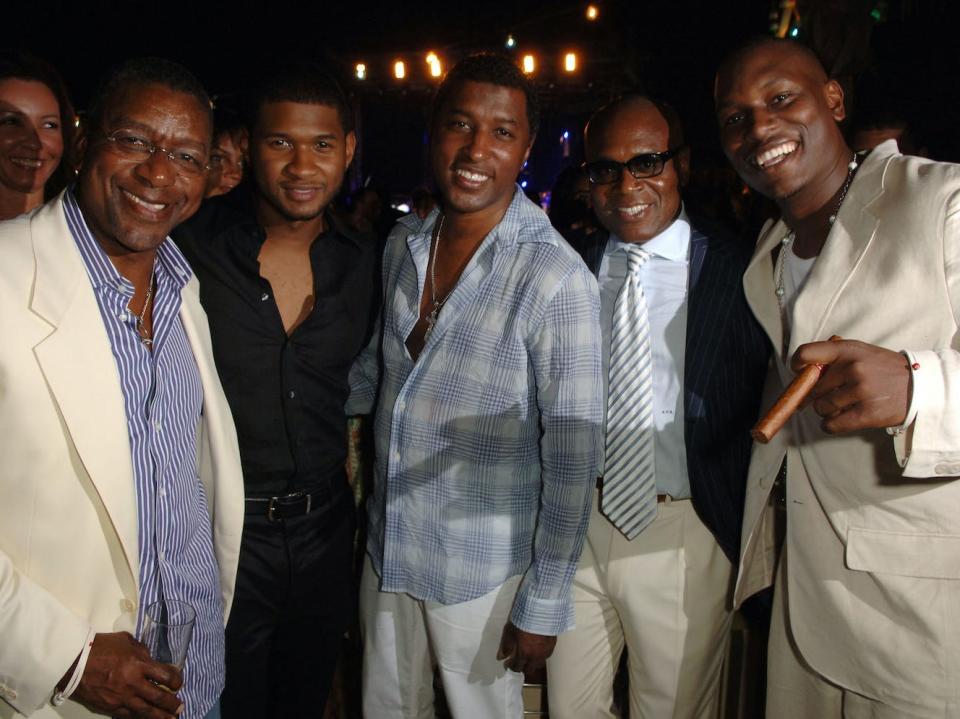 Usher, Kenny "Babyface" Edmonds, L.A. Reid, and Tyrese Atmosphere at the grand opening of The Cove Atlantis on Paradise Island.