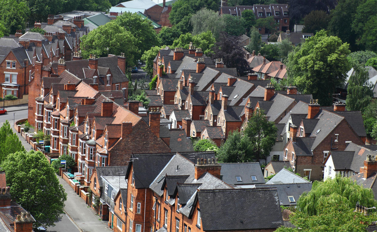 Traditional Victorian English Street. Nottingham, England.