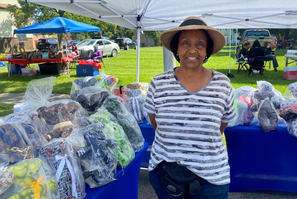 Gail Mitchell of Gail's Photo Albums show her wares at Clarissa Street Reunion on Aug. 19, 2023.