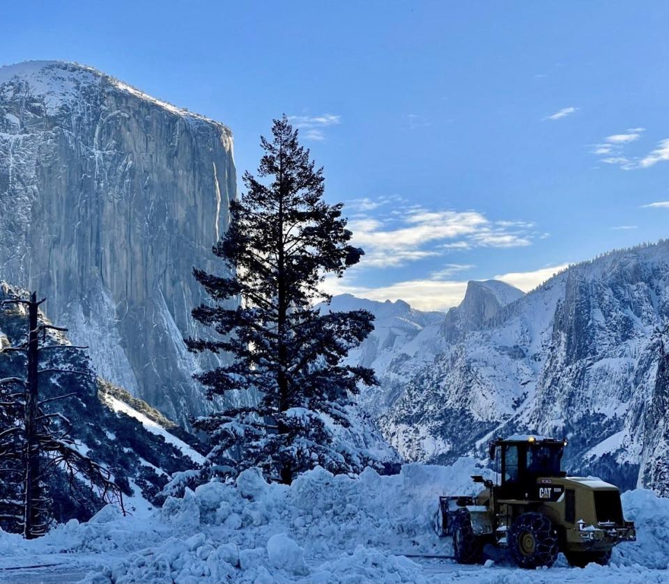 Yosemite National Park with a view of El Capitan, looking into the valley on March 6. A massive winter storm closed the park on Feb. 26 and it was not anticipated to reopen until at least March 13.