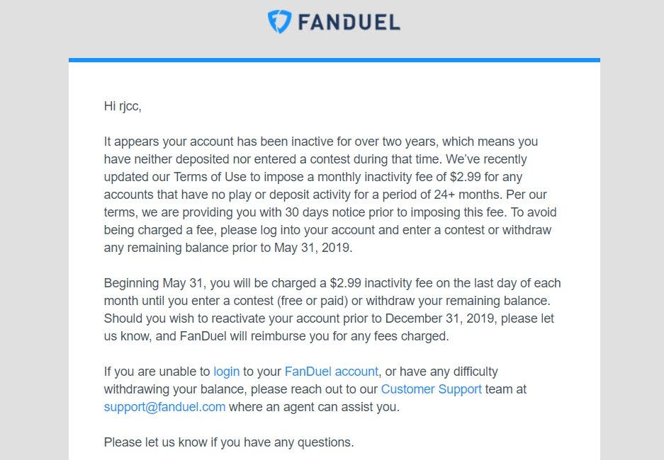 The mistakes of the past became my present this afternoon when I got afriendly email from FanDuel