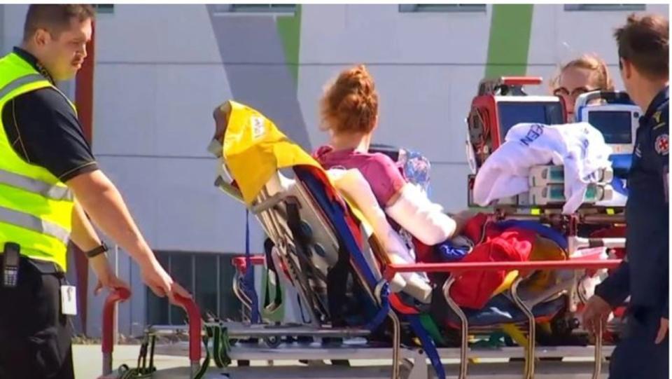 The woman was taken to Hervey Bay Hospital for treatment. Picture: 7 News