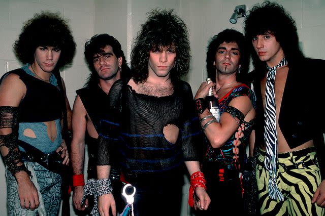 <p>Paul Natkin/Getty</p> Bon Jovi backstage before a performance at the Rosemont Horizon on May 20, 1984