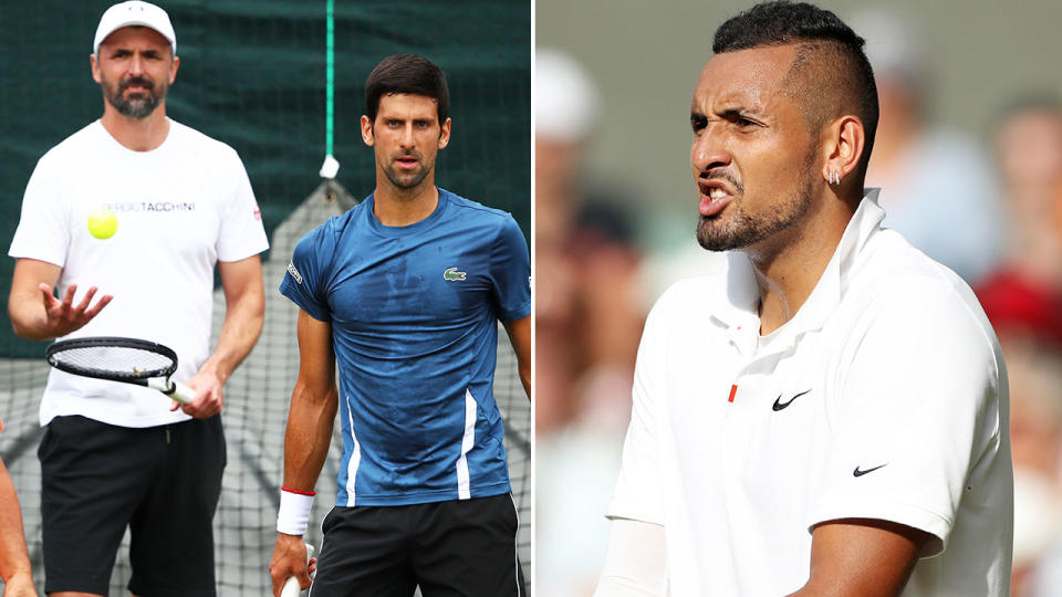 Goran Ivanisevic (far left) had some harsh truths for Nick Kyrgios. Image: Getty