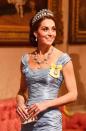 <p>The Duchess stepped out in full regal attire for a state banquet at Buckingham Palace, wearing one of her <a href="https://www.townandcountrymag.com/society/tradition/g30186903/royal-family-buckingham-palace-diplomatic-reception-2019-photos/" rel="nofollow noopener" target="_blank" data-ylk="slk:go-to tiaras;elm:context_link;itc:0;sec:content-canvas" class="link ">go-to tiaras</a>, the Lover's Knot. She looks as ready as ever for her future role as queen consort.</p>