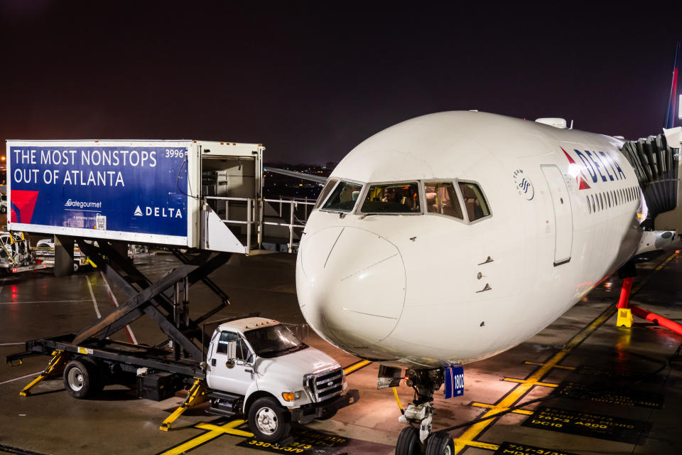 ATLANTA, UNITED STATES - 2019/11/08: Delta Airlines Boeing 767-400 aircraft seen at Hartsfield-Jackson Atlanta International Airport. (Photo by Alex Tai/SOPA Images/LightRocket via Getty Images)