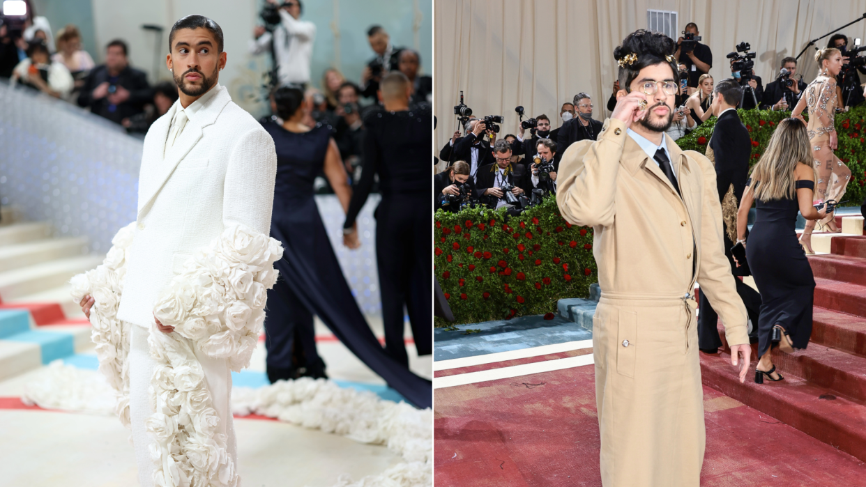 Bad Bunny's Metropolitan Museum of Art Costume Institute Benefit Gala looks through the years, from 2022 to 2023.