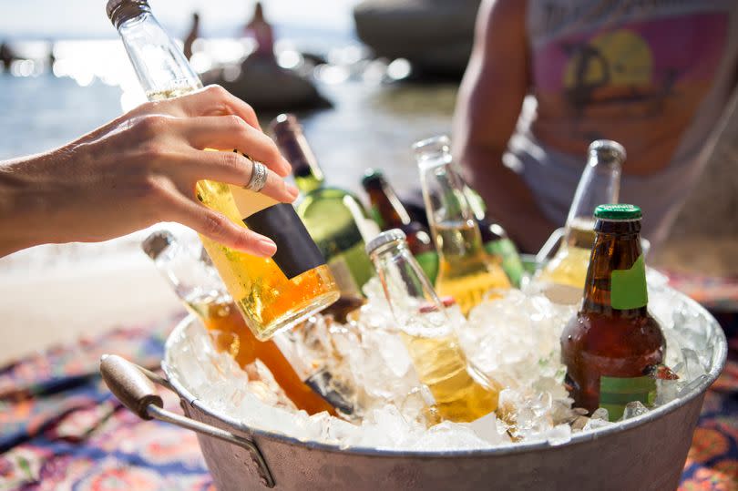 Variety Of Drinks Kept In Bucket At Nevada, Usa