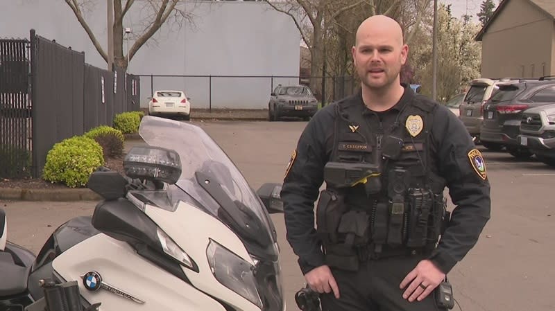 Tigard motorcycle officer Travis Gregston, March 26, 2024 (KOIN)