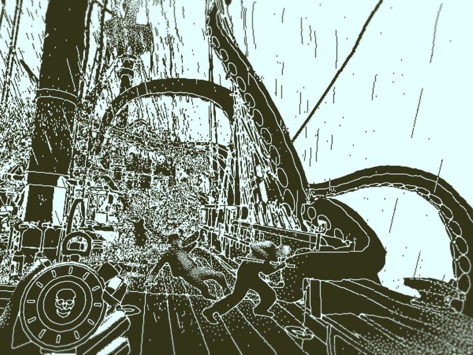 A ship is attacked by a beast from the deep in Lucas Pope’s retro-inspired ‘Return of the Obra Dinn’3909 via MobyGames