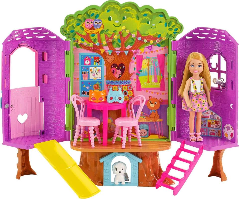 <p><a href="https://go.redirectingat.com?id=74968X1596630&url=https%3A%2F%2Fwww.walmart.com%2Fip%2FChelsea-Barbie-Doll-and-Treehouse-Playset-with-Pet-Puppy%2F1772679346&sref=https%3A%2F%2Fwww.housebeautiful.com%2Flifestyle%2Fentertainment%2Fa44345243%2Fbarbie-movie-sets-design-filming-locations%2F" rel="nofollow noopener" target="_blank" data-ylk="slk:Shop Now;elm:context_link;itc:0;sec:content-canvas" class="link ">Shop Now</a></p><p>Chelsea Barbie Doll and Treehouse Playset</p><p>$24.88</p><p>walmart.com</p>