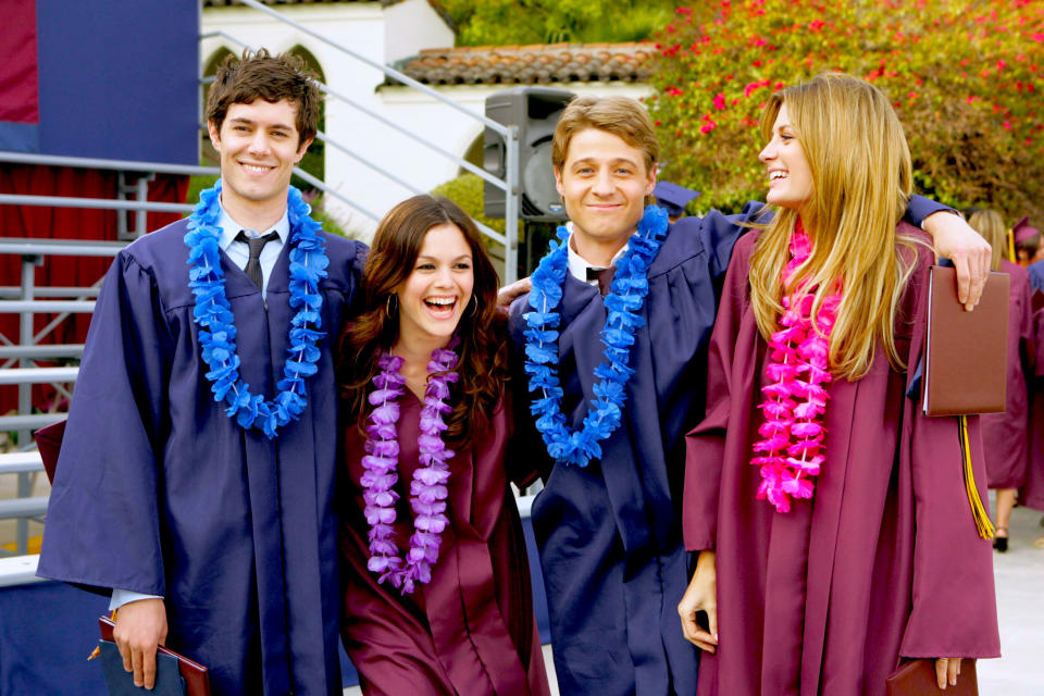 teens from the show The OC in their graduation gowns