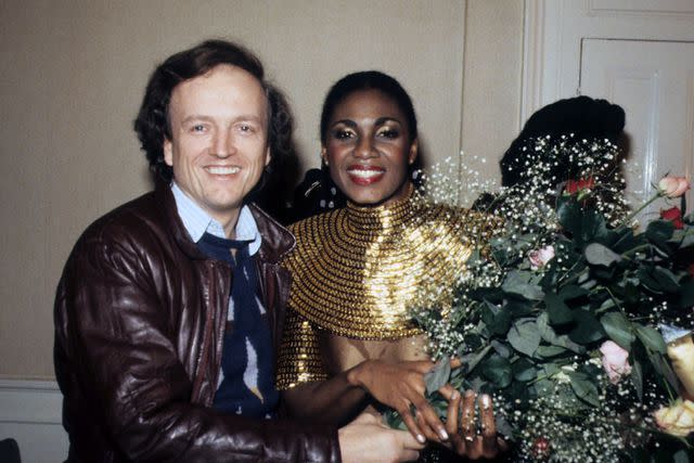 <p>Peter Bischoff/Getty </p> Frank Farian with Marcia Barrett from Boney M.