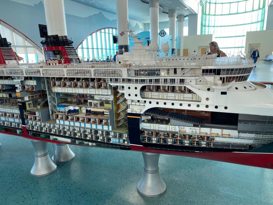 A model of the Disney Magic cruise ship, which is similar to the Disney Wish.
