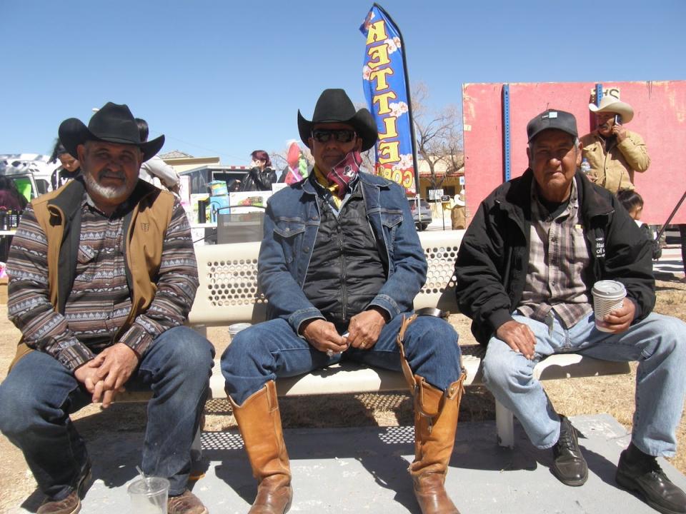 From left to right: Ruben Orozco, Gilberto Lujan and Juaquin Torres, three Columbus residents who say they are all vaccinated and get most of their COVID information from Spanish-language television.