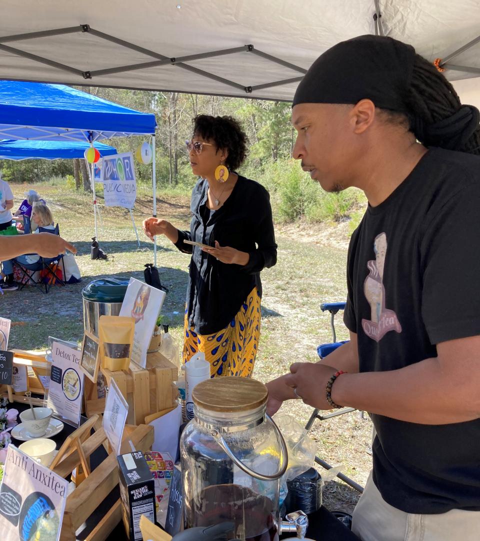 Wilmington-based Queen Esther Teas was one of the vendors at the N.C. Rice Festival on March 4, 2023. ALLISON BALLARD/STARNEWS