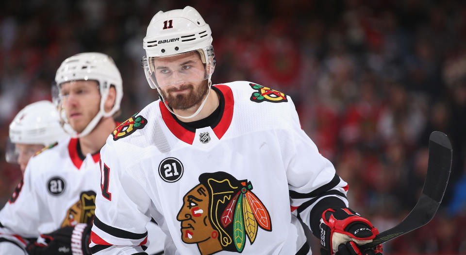 After being scratched for seven of Chicago's first eight games this season, Brendan Perlini requested a trade at the end of last week.(Photo by Christian Petersen/Getty Images)