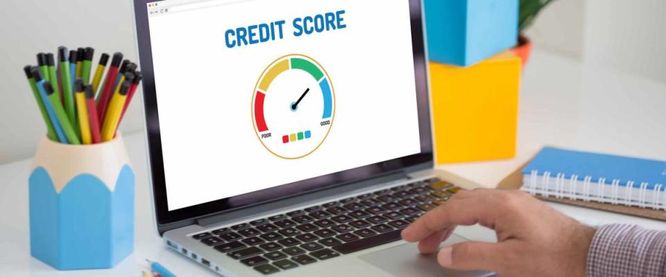 Computer with credit score application on a screen