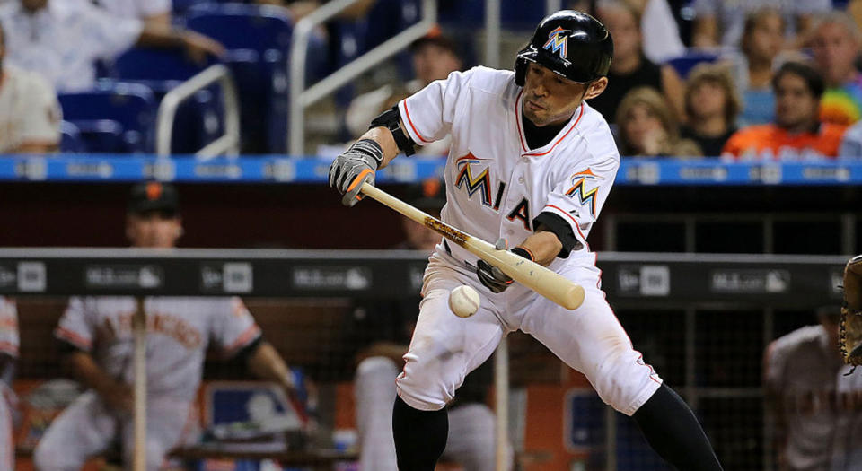 Ichiro Suzuki exemplifies the differences between North American and Asian baseball with his reliance on speed, buntings, and contact hitting to be effective. (Mike Ehrmann/Getty Images)