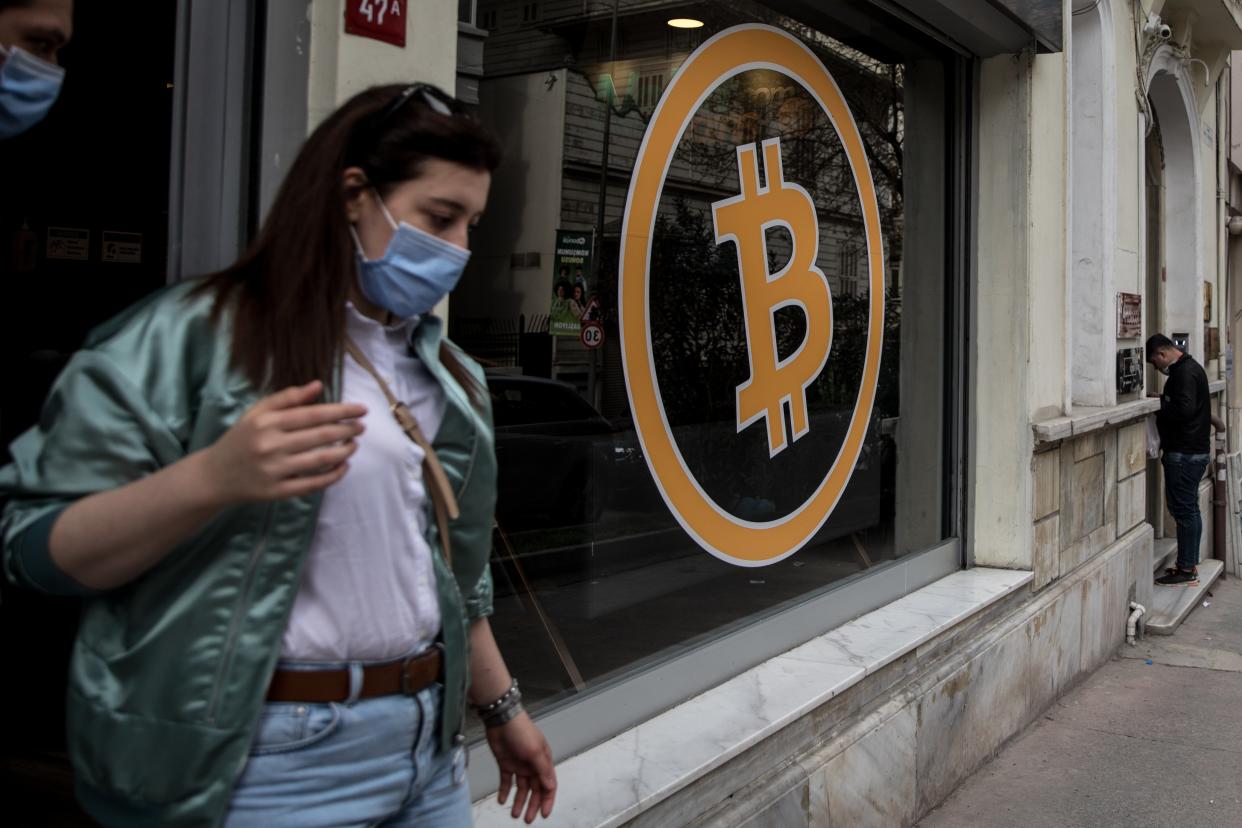 People leaving a cryptocurrency exchange office, Istanbul, Turkey (Getty Images)