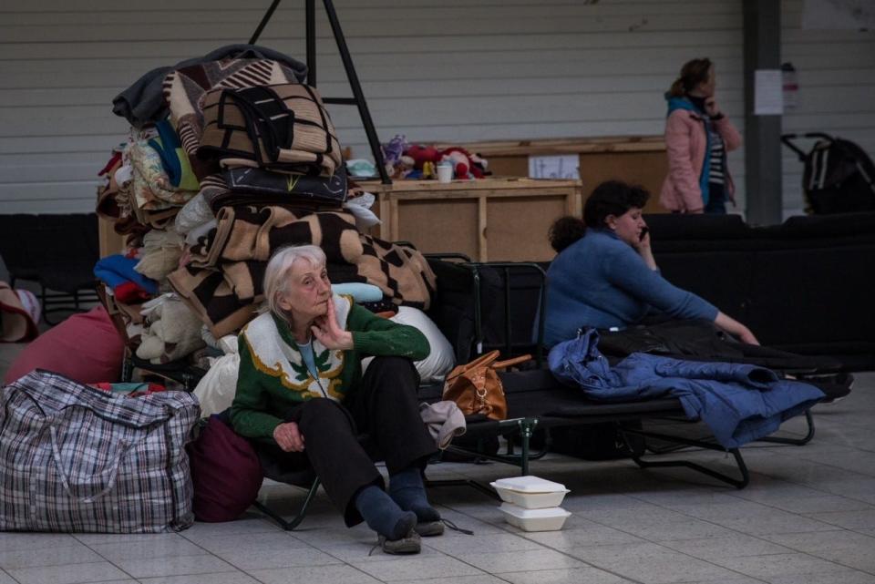 A Ukrainian refugee rests in Krakow, Poland.