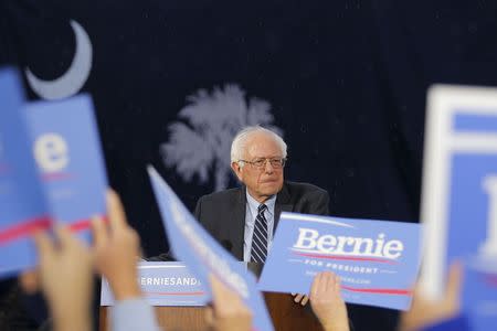 U.S. Democratic presidential candidate Bernie Sanders pauses as he speaks during a campaign rally at the South Carolina Democratic Party headquarters in Columbia, South Carolina November 21, 2015. REUTERS/Chris Keane