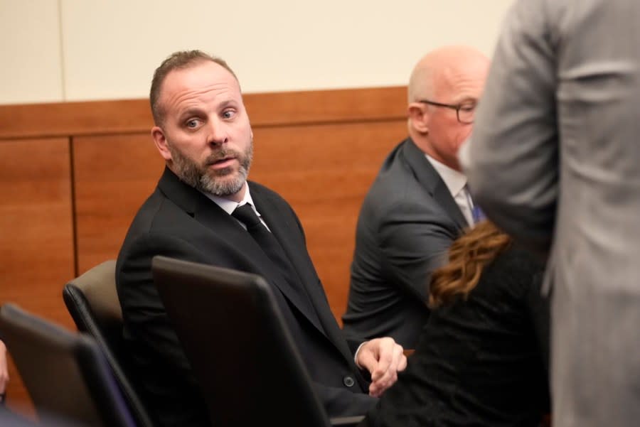 Former Franklin County Sheriff’s Deputy Jason Meade at his murder trial Jan. 31, 2024. (Courtesy Photo/Brooke LaValley/Columbus Dispatch)