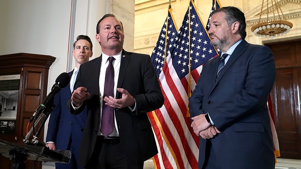 Sens. Ted Cruz (R-Texas), Mike Lee (R-Utah) and Josh Hawley (R-Mo.) discuss their issues with recent actions by Major League Baseball 