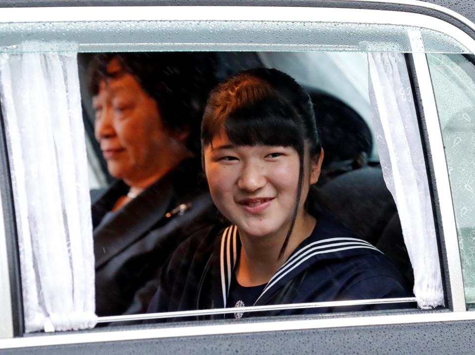 apan's Princess Aiko arrives at the Imperial Palace, where Emperor Akihito will abdicate in a royal ceremony, in Tokyo, Japan, April 30, 2019.