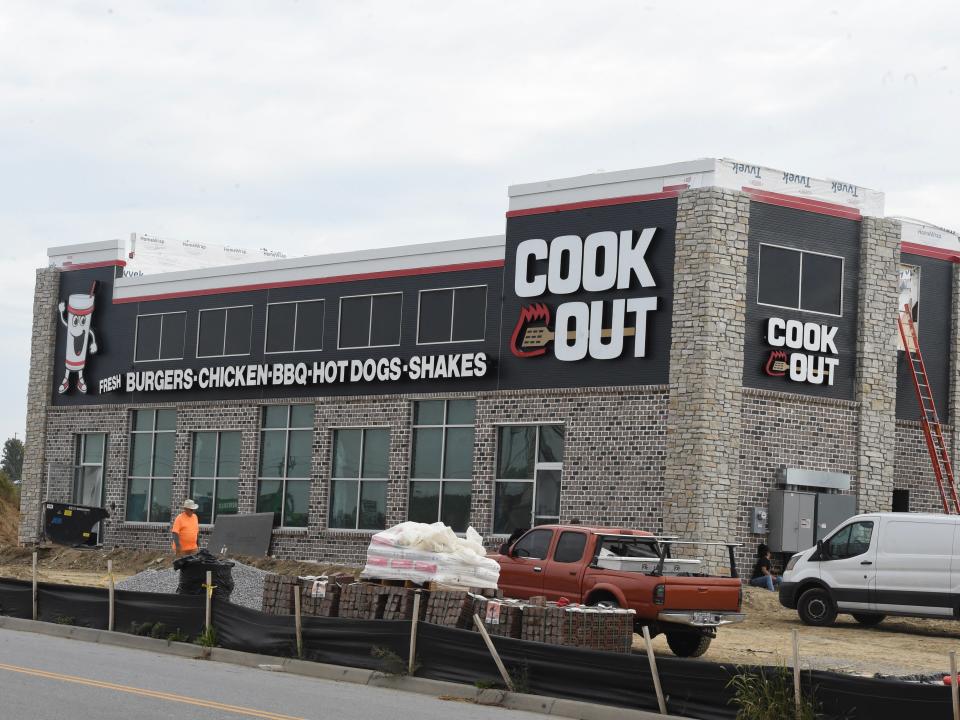 While construction continues on Staunton's new Cook Out, the signage has recently gone up.