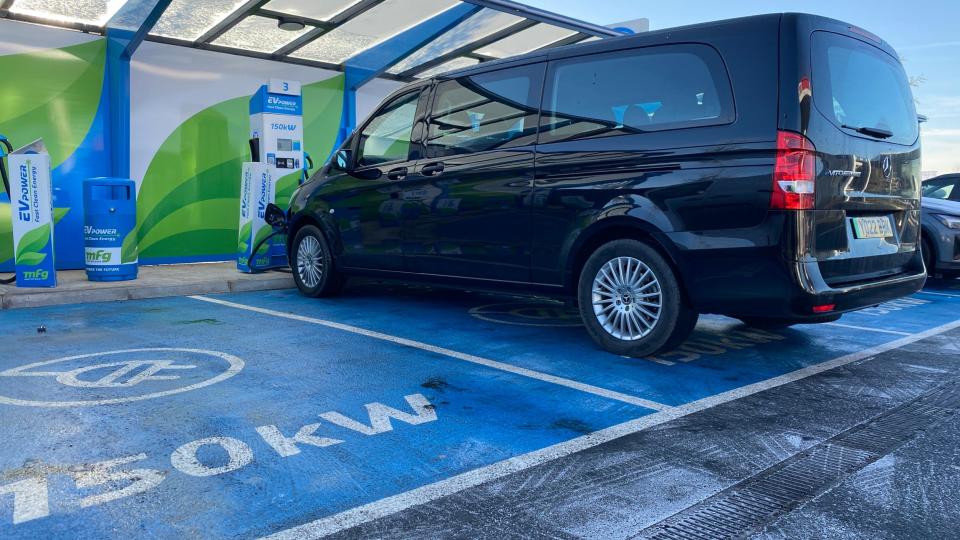 Mercedes e-Vito at an EV charging station