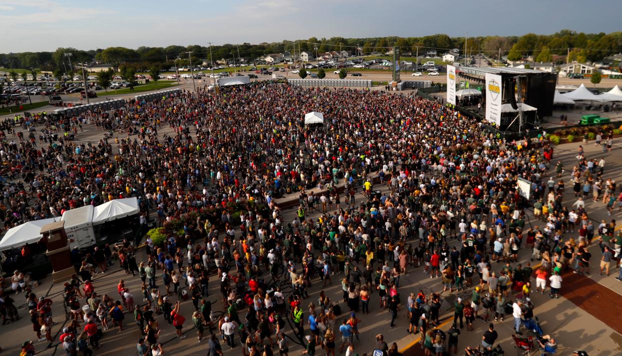 This was the scene outside Lambeau Field in 2022 for the Train concert as part of the Green Bay Packers' Kickoff Weekend.