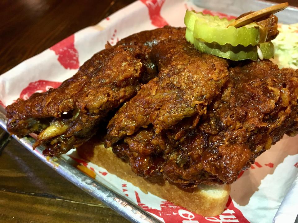 The hot chicken breast at Party Fowl was indeed hot, and surprisingly good given our taste testers' expectations.