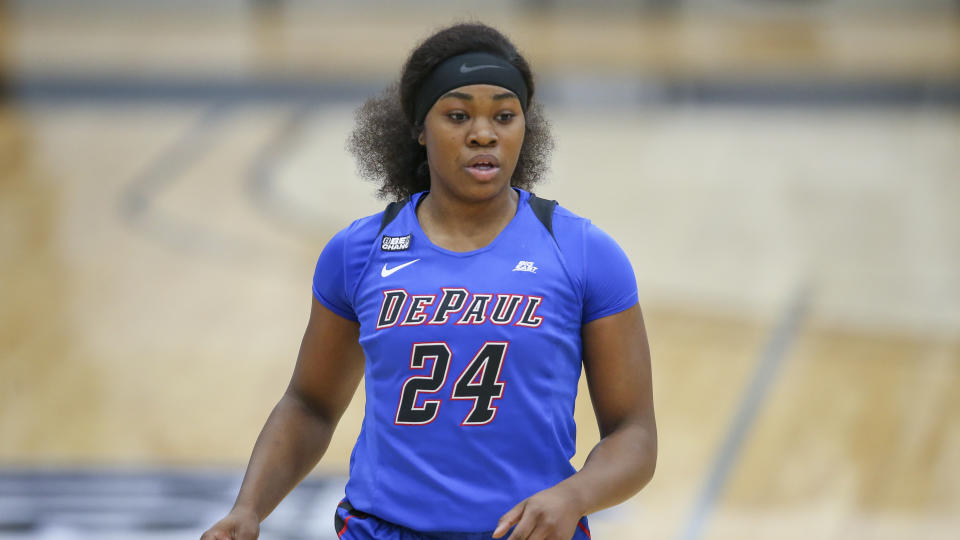 DePaul's Aneesah Morrow is putting up mesmerizing stats as a freshman. (AP Photo/Stew Milne)