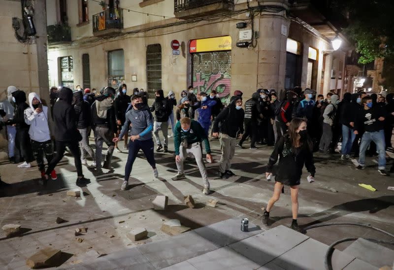 Protest against new restrictions amidst the coronavirus disease (COVID-19) outbreak in Barcelona