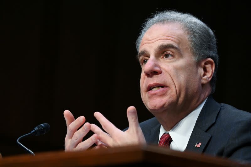 FILE PHOTO: U.S. Justice Department Inspector General Horowitz testifies before a Senate Judiciary Committee hearing in Washington