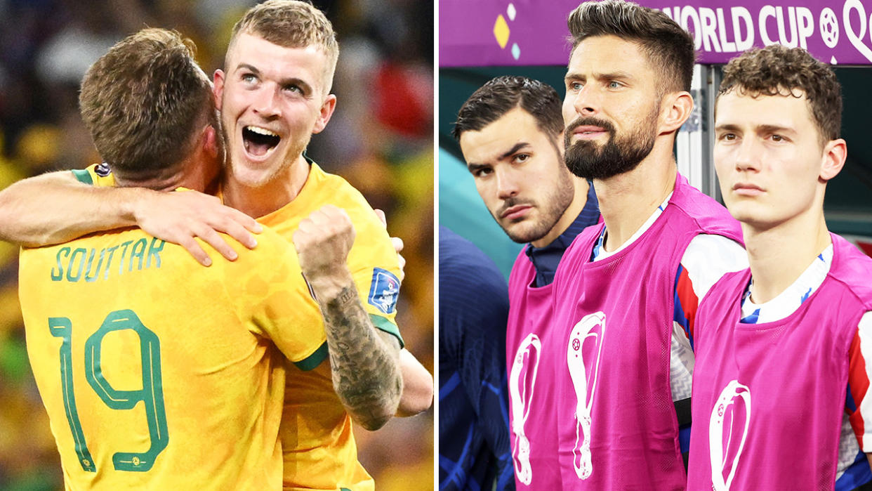 France and Socceroos players, pictured here at the World Cup.