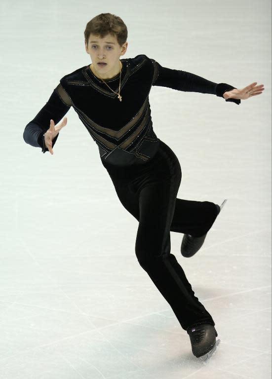 Russia's Maxim Kovtun skates his free program in the men's competition at the 2013 World Figure Skating Championships in Ontario, March 15, 2013