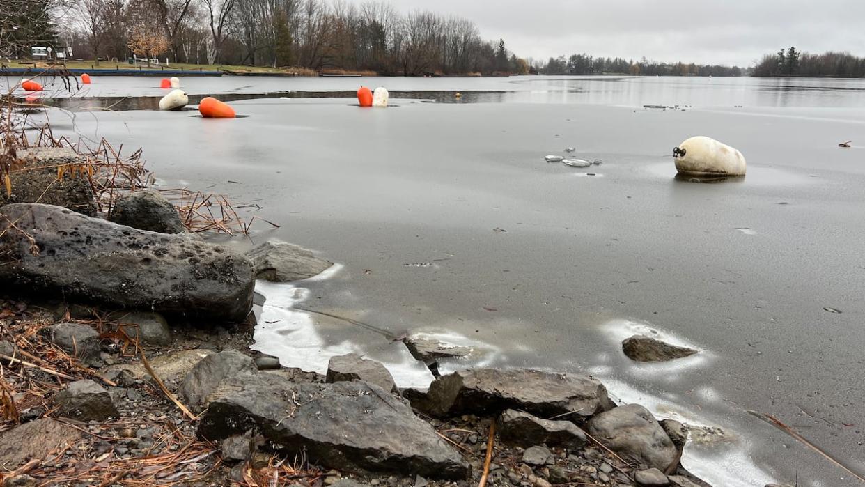 Four teenagers fell into the Rideau River near Nicolls Island Road in south Ottawa Wednesday night, according to what one of them told a nearby family. Two of the teens died, while two others survived.  (Frédéric Pepin/Radio-Canada - image credit)