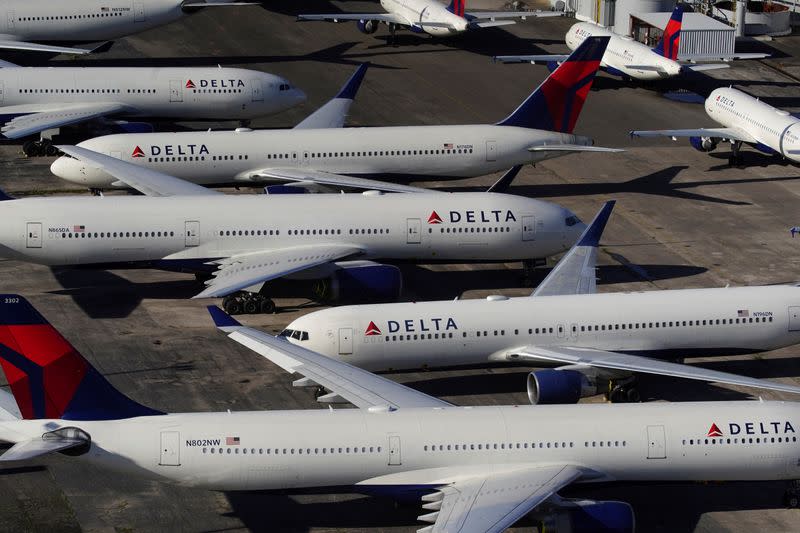 Delta Air Lines passenger planes parked in Birmingham