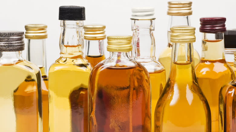 bottles of whiskey on white background